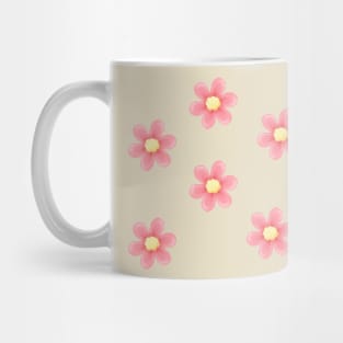 Pink Flowers Pixel Art Mug